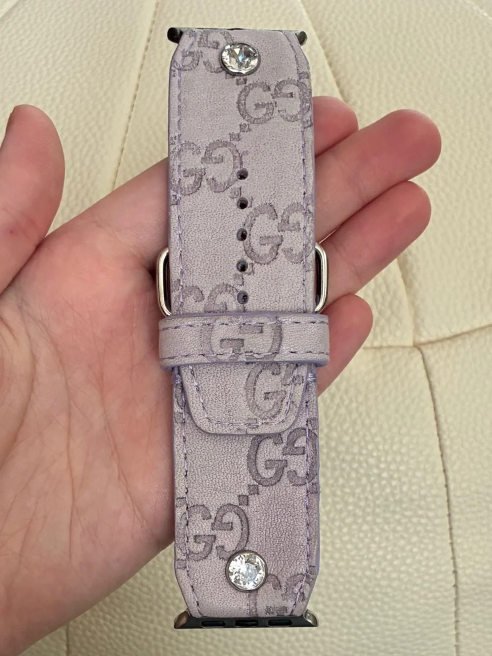 DITMCO. Authentic Upcycled GG Lavender Apple Watch Band - Size Alpha, 38-41mm - Picture 5 of 5